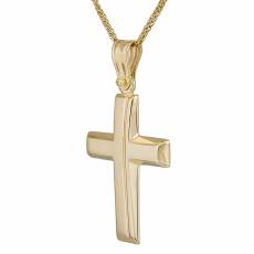 Χρυσός ανδρικός σταυρός με αλυσίδα Κ14 για αρραβώνα 036154C