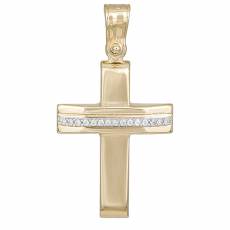 Γυναικείος δίχρωμος σταυρός με ζιργκόν Κ14 036164