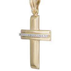 Γυναικείος δίχρωμος σταυρός με ζιργκόν Κ14 036164
