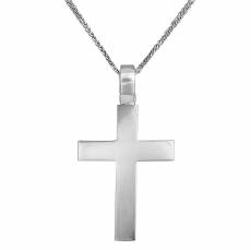 Ανδρικός σταυρός με αλυσίδα σε λευκόχρυσο Κ18 036186C