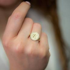 Δαχτυλίδι γυναικείο με μονόγραμμα από χρυσό Κ14 038017
