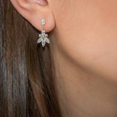 Γυναικεία σκουλαρίκια κρεμαστό φύλλο με ζιργκόν Κ14 036381