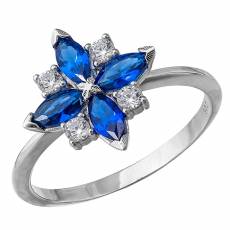 Γυναικείο δαχτυλίδι με μπλε και λευκά ζιργκόν Κ14 036469