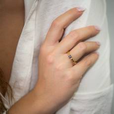 Επίχρυσο δαχτυλίδι γυναικείο 925 με μωβ πέτρα 036712