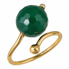 Επίχρυσο δαχτυλίδι με πράσινο αχάτη 036791