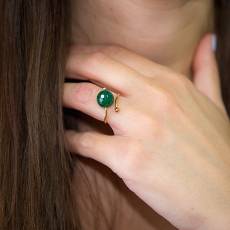 Επίχρυσο δαχτυλίδι με πράσινο αχάτη 036791