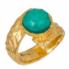Γυναικείο επίχρυσο δαχτυλίδι με πέτρα Μαλαχίτη 925 036927