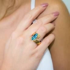 Επίχρυσο δαχτυλίδι Blue Naveta 925 036929