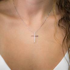 Λευκόχρυσος σταυρός με αλυσίδα για κορίτσι Κ14 036988C
