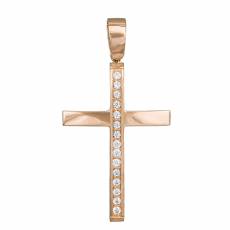 Ροζ gold γυναικείος σταυρός με πέτρες Κ14 036991