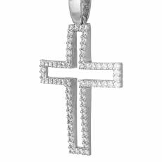 Γυναικείος λευκόχρυσος σταυρός με πέτρες ζιργκόν Κ14 036995