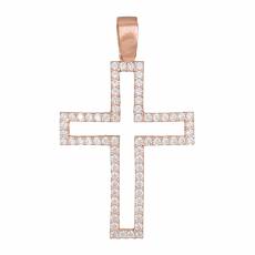 Ροζ gold διάτρητος σταυρός Κ14 036996