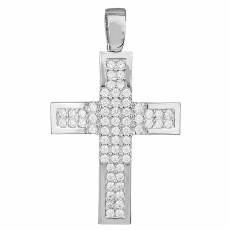 Λευκόχρυσος σταυρός με πέτρες Κ14 036998
