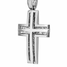 Λευκόχρυσος χειροποίητος σταυρός για αγόρι Κ14 036999
