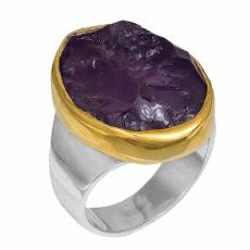 Γυναικείο δίχρωμο δαχτυλίδι με Αμέθυστο 925 037074