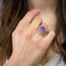 Γυναικείο δίχρωμο δαχτυλίδι με Αμέθυστο 925 037074