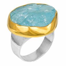 Γυναικείο δαχτυλίδι 925 με Aqua Marine σε διχρωμία 037079
