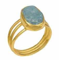 Δαχτυλίδι με Aqua Marine από επιχρυσωμένο ασήμι 925 037084