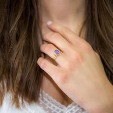 Γυναικείο επίχρυσο δαχτυλίδι με Αμέθυστο 925 037085