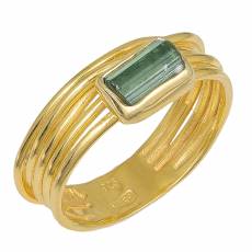 Επίχρυσο χειροποίητο δαχτυλίδι με πράσινη Τουρμαλίνη 925 037086