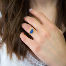 Δαχτυλίδι επίχρυσο 925 lapis lazuli με ζιργκόν 037088