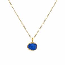 Γυναικείο κολιέ με κρεμαστή πέτρα lapis lazuli 925 037108