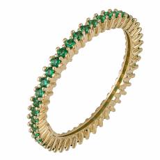 Χρυσό ολόβερο δαχτυλίδι με πράσινα ζιργκόν Κ14 037215