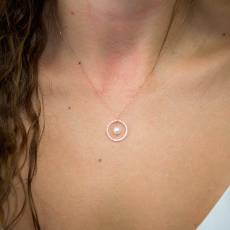 Γυναικείο κολιέ κύκλος με μαργαριτάρι από ροζ gold K14 037306