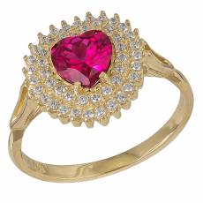 Χρυσό δαχτυλίδι με ροζέτα καρδιά 14 καρατίων 037395
