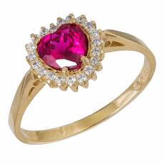 Χρυσό δαχτυλίδι ροζέτα Κ14 καρδιά 037397