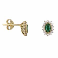 Χρυσά σκουλαρίκια με πράσινη πέτρα ζιργκόν Κ14 037610
