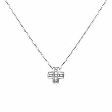 Λευκόχρυσο κολιέ Κ14 σταυρός με ζιργκόν 038389