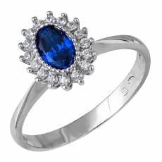 Γυναικείο δαχτυλίδι ροζέτα με μπλε πέτρα Κ14 038432
