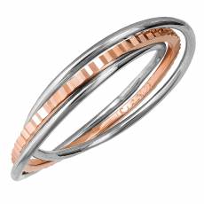 Τρίβερο δαχτυλίδι από ροζ gold και λευκόχρυσο Κ9 039030