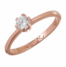 Μονόπετρο ροζ gold δαχτυλίδι με ζιργκόν Κ14 039360