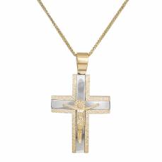 Δίχρωμος σταυρός με τον Εσταυρωμένο Κ14 με αλυσίδα 039682C