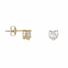 Χρυσά σκουλαρίκια με ζιργκόν καρδιά Κ9 039696