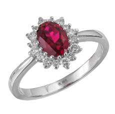 Γυναικείο δαχτυλίδι ροζέτα Κ18 ρουμπίνι με μπριγιάν 040596