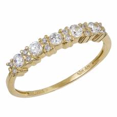 Χρυσό σειρέ δαχτυλίδι με λευκές πέτρες Κ14 040888