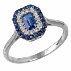 Λευκόχρυσo δαχτυλίδι με Ζαφείρι Emerald και Brilliant Κ18 041175