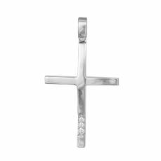 Λευκόχρυσος βαπτιστικός σταυρός Κ14 με ζιργκόν 041257