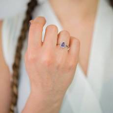 Γυναικείο δαχτυλίδι ροζέτα δάκρυ 925 με μωβ ζιργκόν 041569