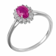 Δαχτυλίδι ροζέτα Κ18 ρουμπίνι με μπριγιάν 041802