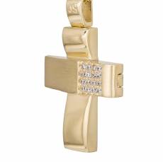 Χρυσός γυναικείος σταυρός με ζιργκόν Κ14 041923