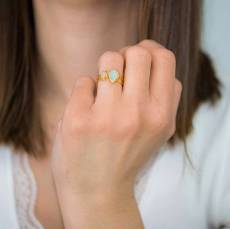 Επίχρυσο γυναικείο δαχτυλίδι 925 Aqua Marine & Turmaline 042005