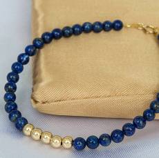 Χρυσό βραχιόλι με Lapis Lazuli K14 042115