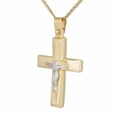 Ανδρικός σταυρός με τον Εσταυρωμένο Κ9 σετ με αλυσίδα 042146C