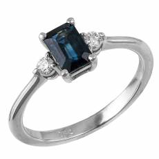 Λευκόχρυσο δαχτυλίδι K18 Baguette Sapphire and Diamonds 045741
