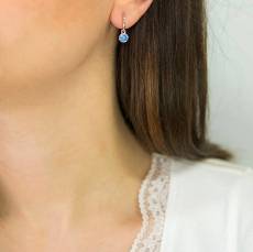 Γυναικεία ασημένια σκουλαρίκια 925 με μπλε πέτρα 042610