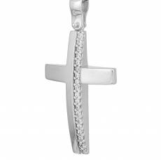 Λευκόχρυσος γυναικείος σταυρός Κ9 με ζιργκόν 042836
